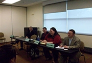 Mark Olm, Josh Schoemann, Tricia Sieg & Luke Rollins spoke of career opportunities for Political Science alums.
